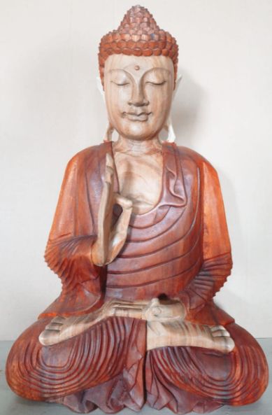 Estátua de Buda Esculpida à Mão - 60cm Transmissão de Ensinamento