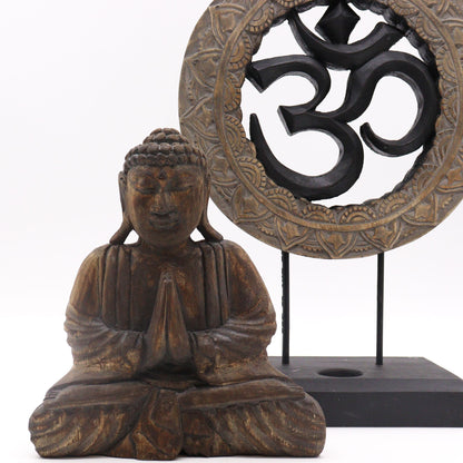 Conjunto Buda Feng Shui - Om - Cinzento e Preto