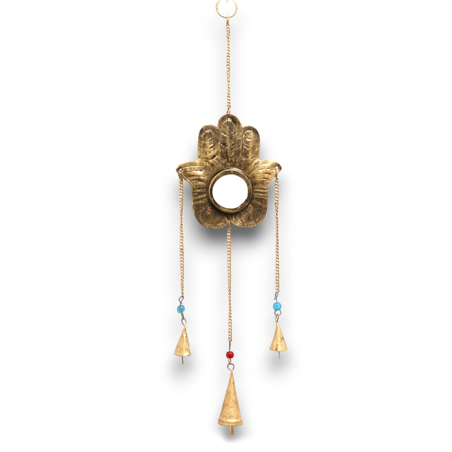 Sinos do Vento Hamsa - Espelho 3 Sinos - 14x55cm