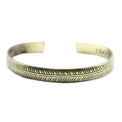 Pulseira Tibetana de Latão - Folha Tribal Fina