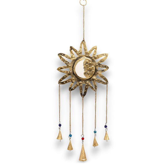 Sinos do Vento Sol e Lua - Espelho 5 Sinos - 12x65cm