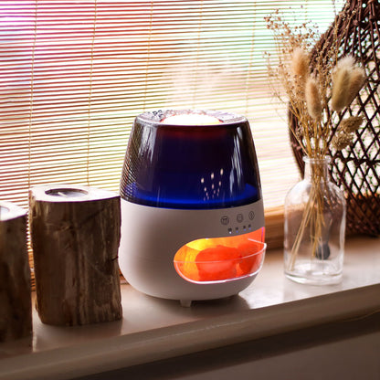 Difusor de Aroma Efeito Chama - Pedra de Sal - USB - Mudança de Cor e Temporizador