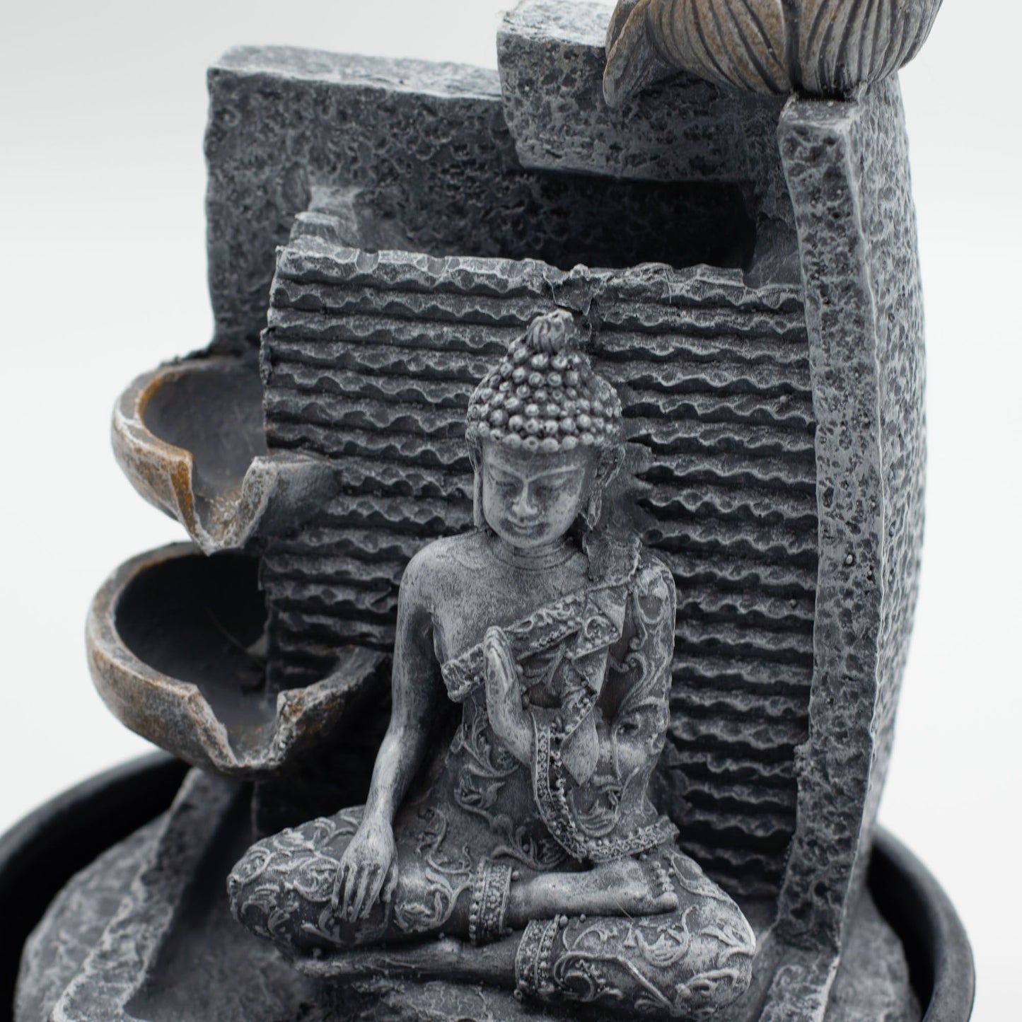 Fonte de Água de Mesa - Buda, Vasos em Cascata com Flor de Lótus (19x19x28 cm)