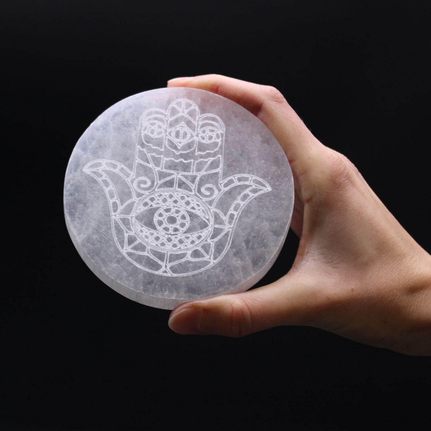 Placa de Carga de Selenite Média 10cm - Hamsa