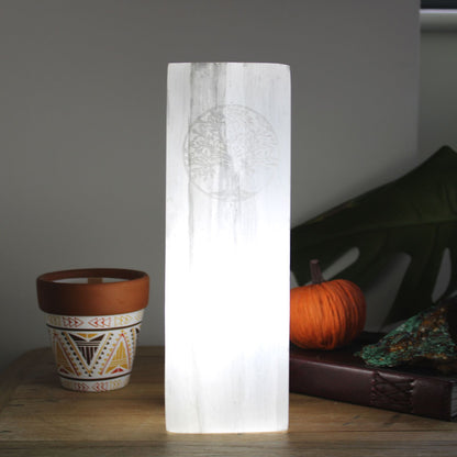 Candeeiro Bloco de Selenite 25cm - Árvore da Vida
