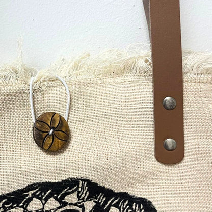 Mala Tote Natural com Alça de Couro - Mandala