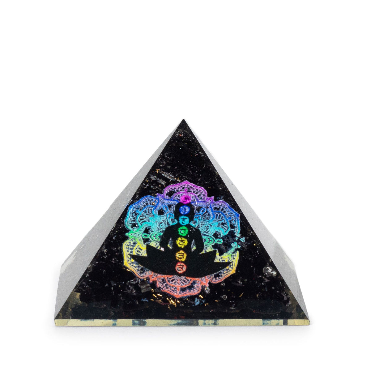 Pirâmide de Orgonite Buda e Chakras 5,5 x 4,5 cm