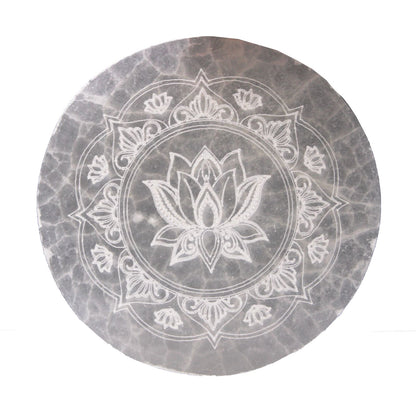 Placa de Carga de Selenite Média 10cm - Lótus Mandala