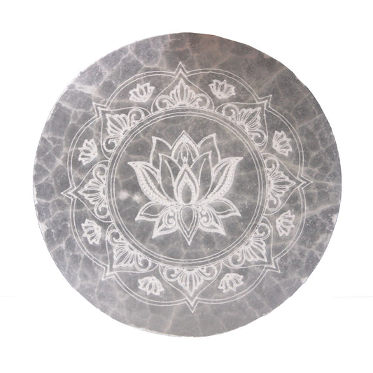 Placa de Carga de Selenite Média 10cm - Lótus Mandala